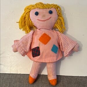 Madame Alexander FUNNY cloth doll Patchwork dress yellow Yarn Hair 1977